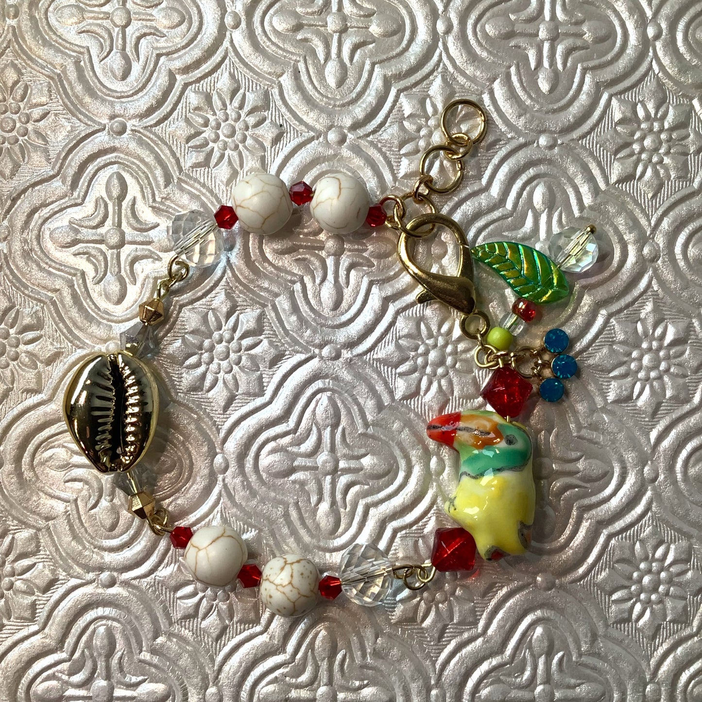 Toucan and Golden Shell Bracelet