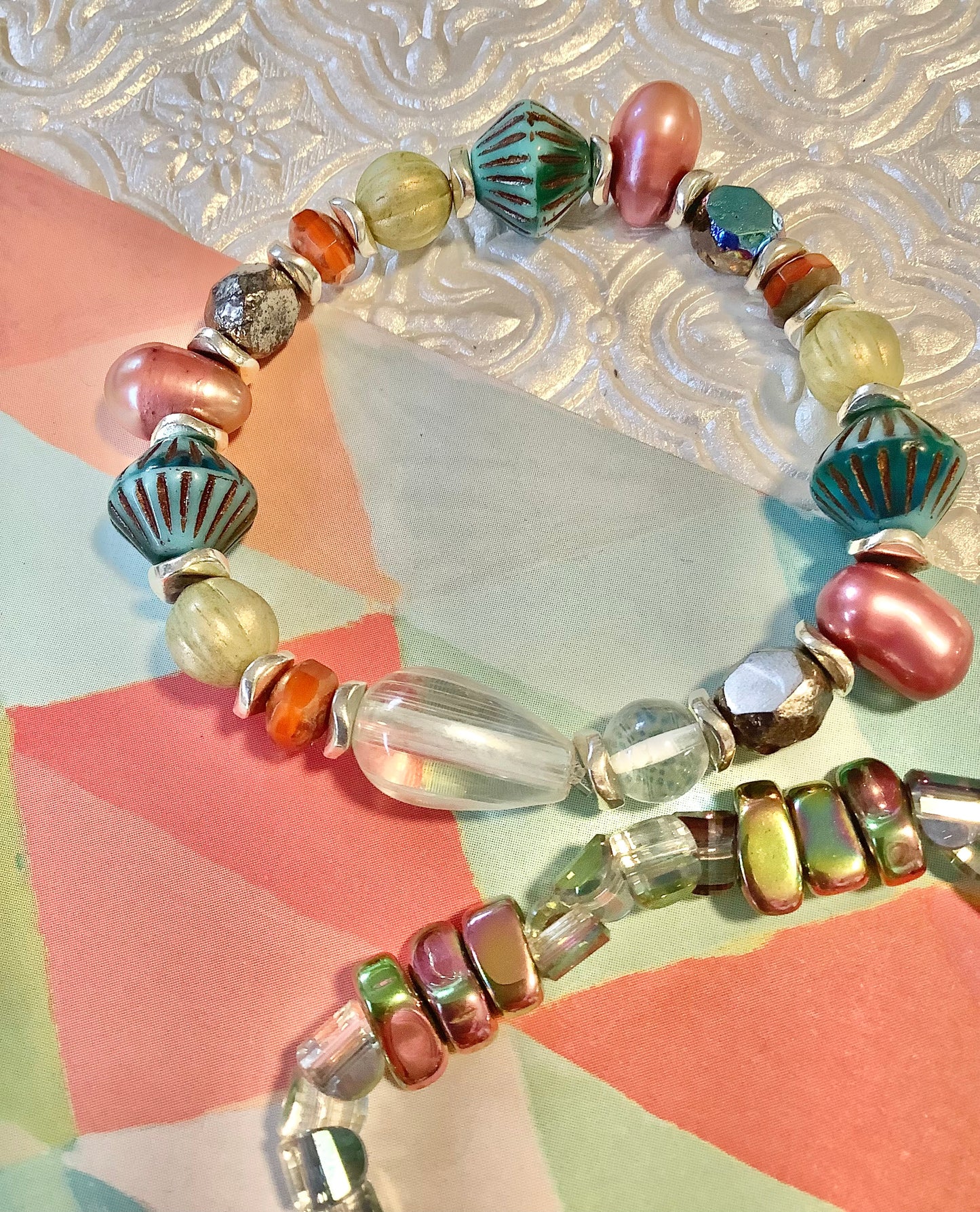 Pink Pearl 3 piece Wrist Stack