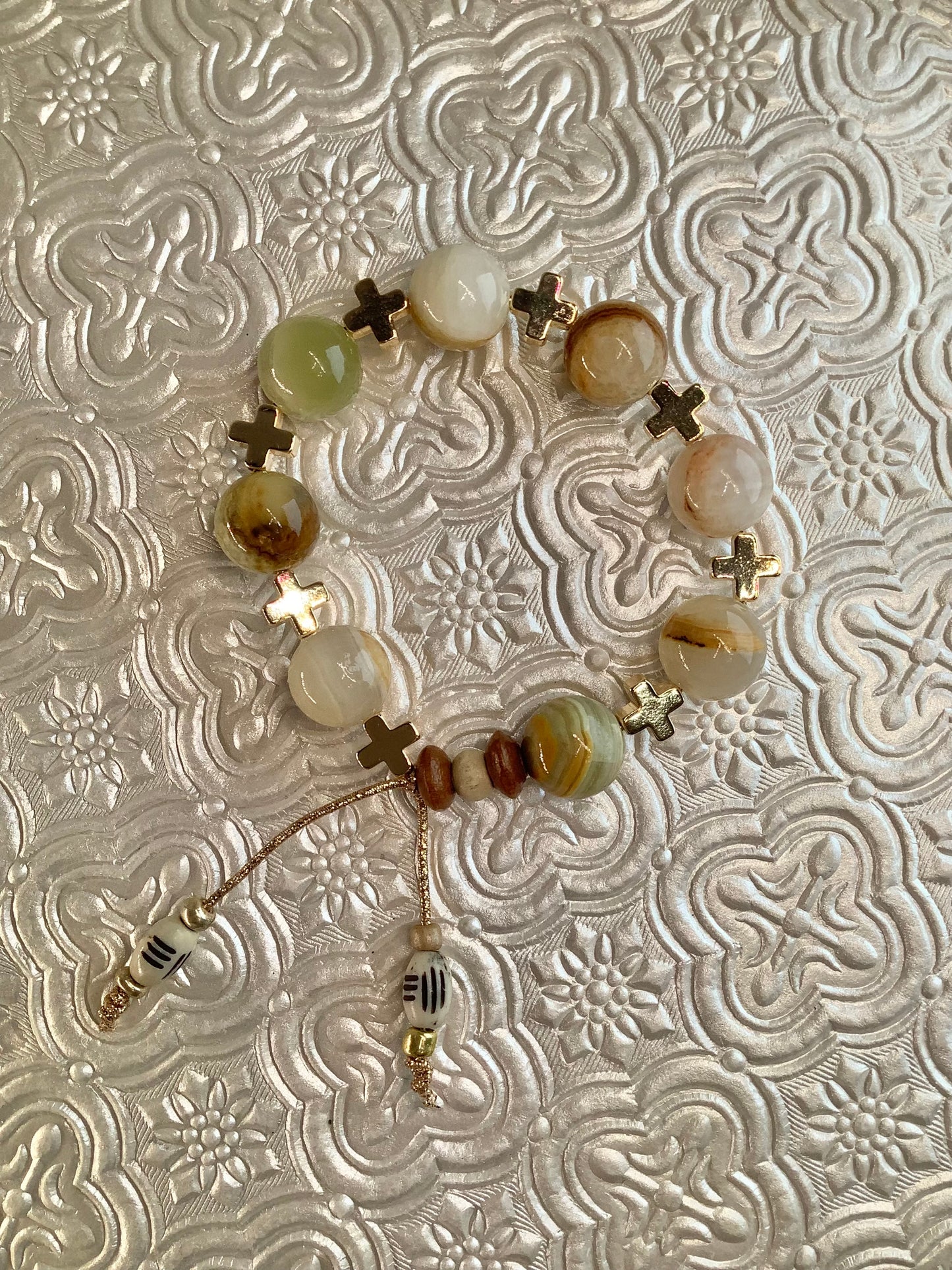 Natural Agate Cross bracelet