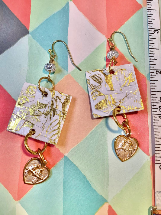 Paper Mosaic Love Birds Earrings